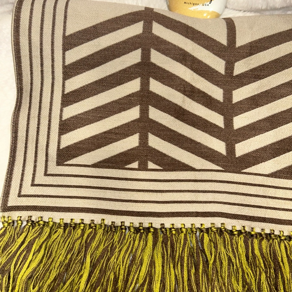 Louis Vuitton Brown & Green Chevron Wool Scarf - Picture 7 of 16